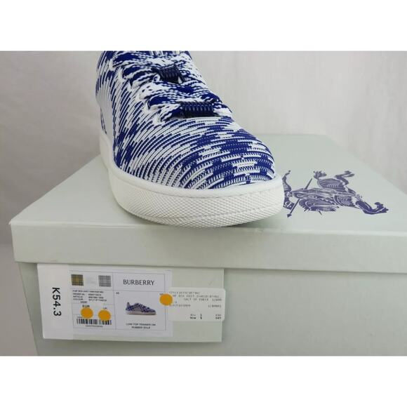 $ 900 NIB BURBERRY BOX BLUE CHECK CANVAS LOGO PLATFORM SNEAKERS 9.5 US 42.5 IT - Picture 12 of 12